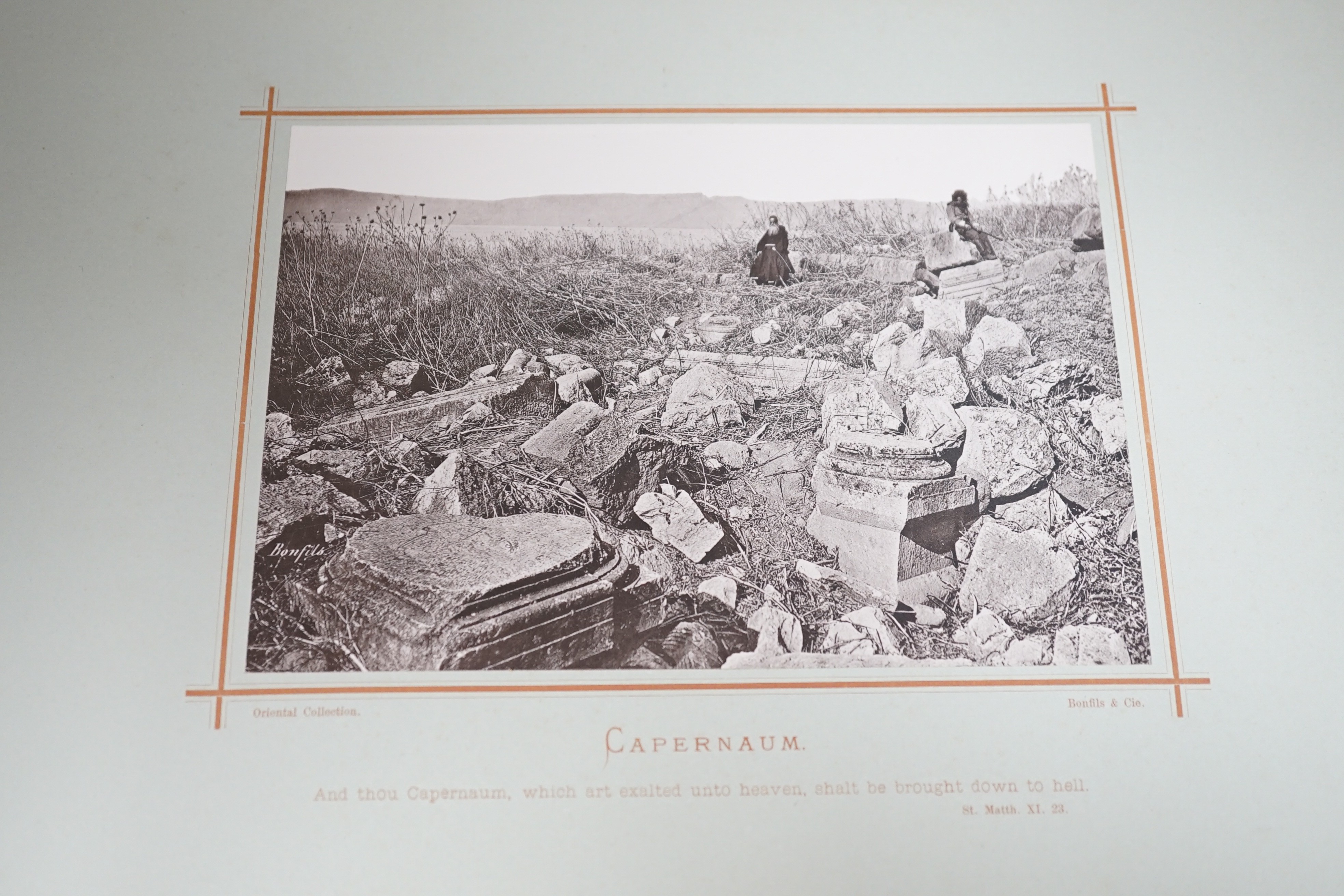 Palestine album, Oriental collection published by Bonfils & Cie, containing titled photographic views, 34 x 25cm